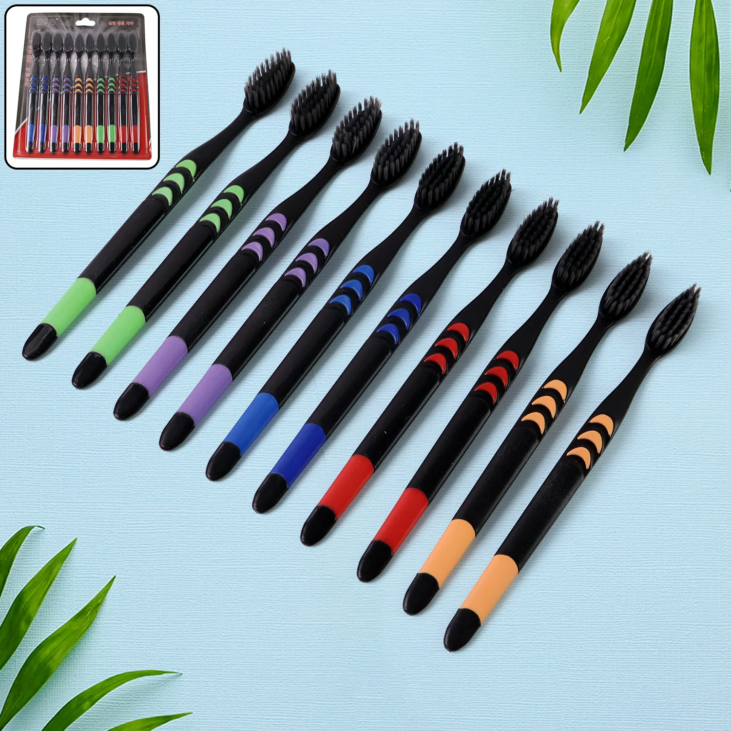 Soft Toothbrush with Plastic Round Box for Adults & Kids (Set of 10 Pcs) - Image 3