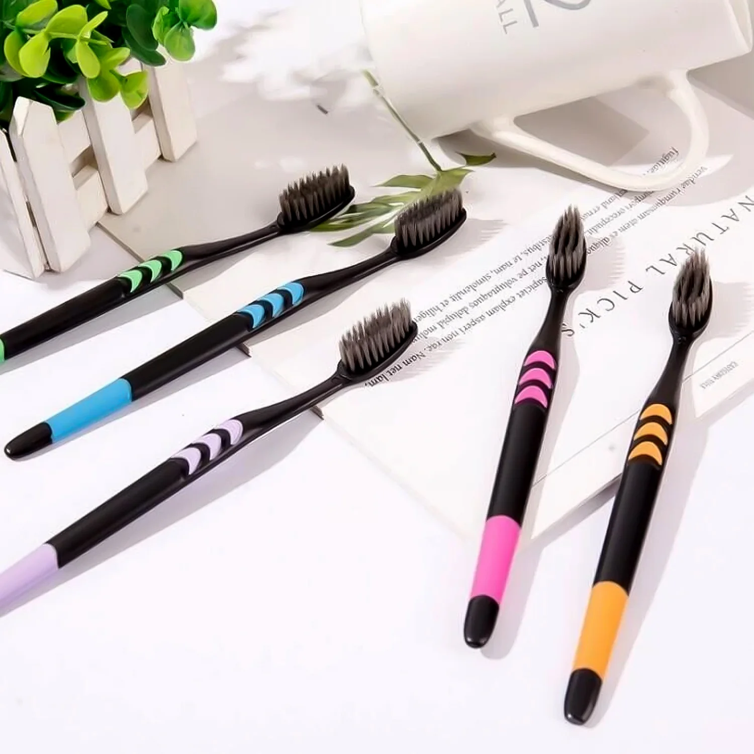 Soft Toothbrush with Plastic Round Box for Adults & Kids (Set of 10 Pcs) - Image 8