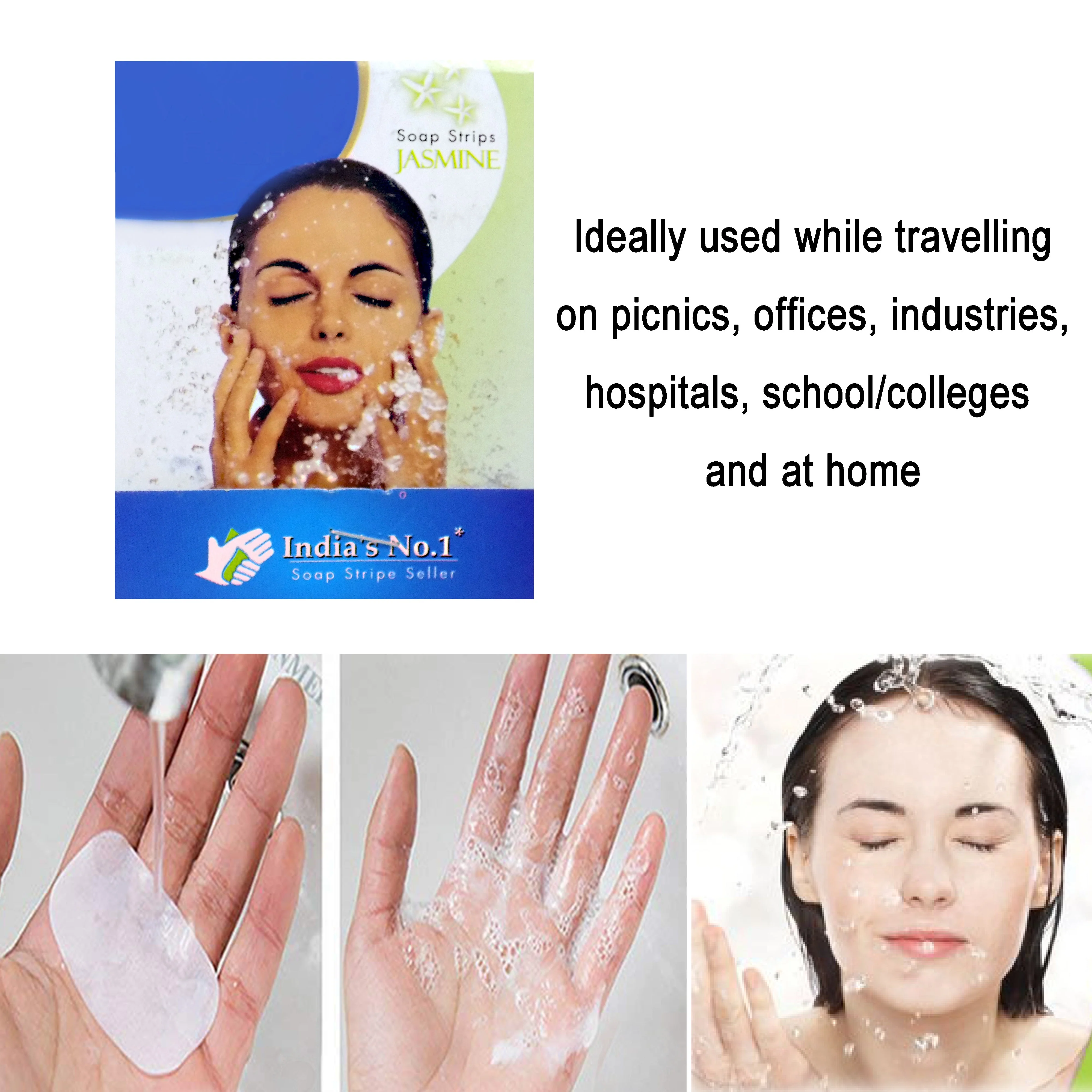 Fresh Paper Soap Strips Traveling Hand Wash with Jasmine Fragrance (100pc) - Image 8