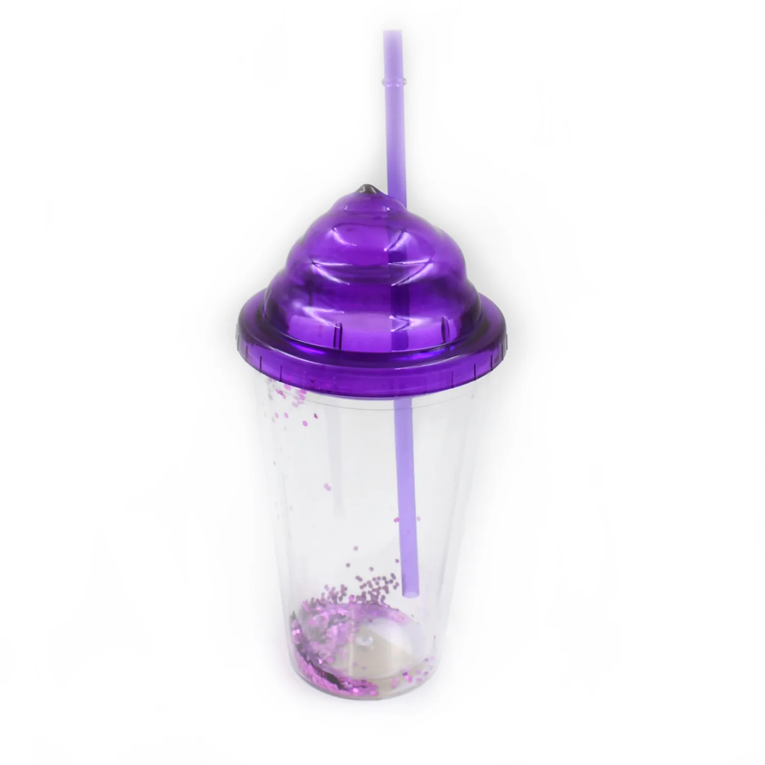 Creative Plastic Cold Drink Cup with Lid & Straw – Tumbler (Mix Color) - Image 5