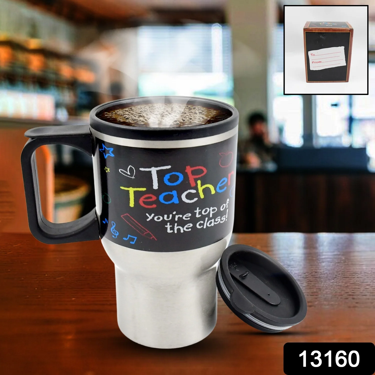 Stainless Steel Insulated Travel Mug - Double-Walled Vacuum Cup Lid & Handle, Tumbler - Image 2