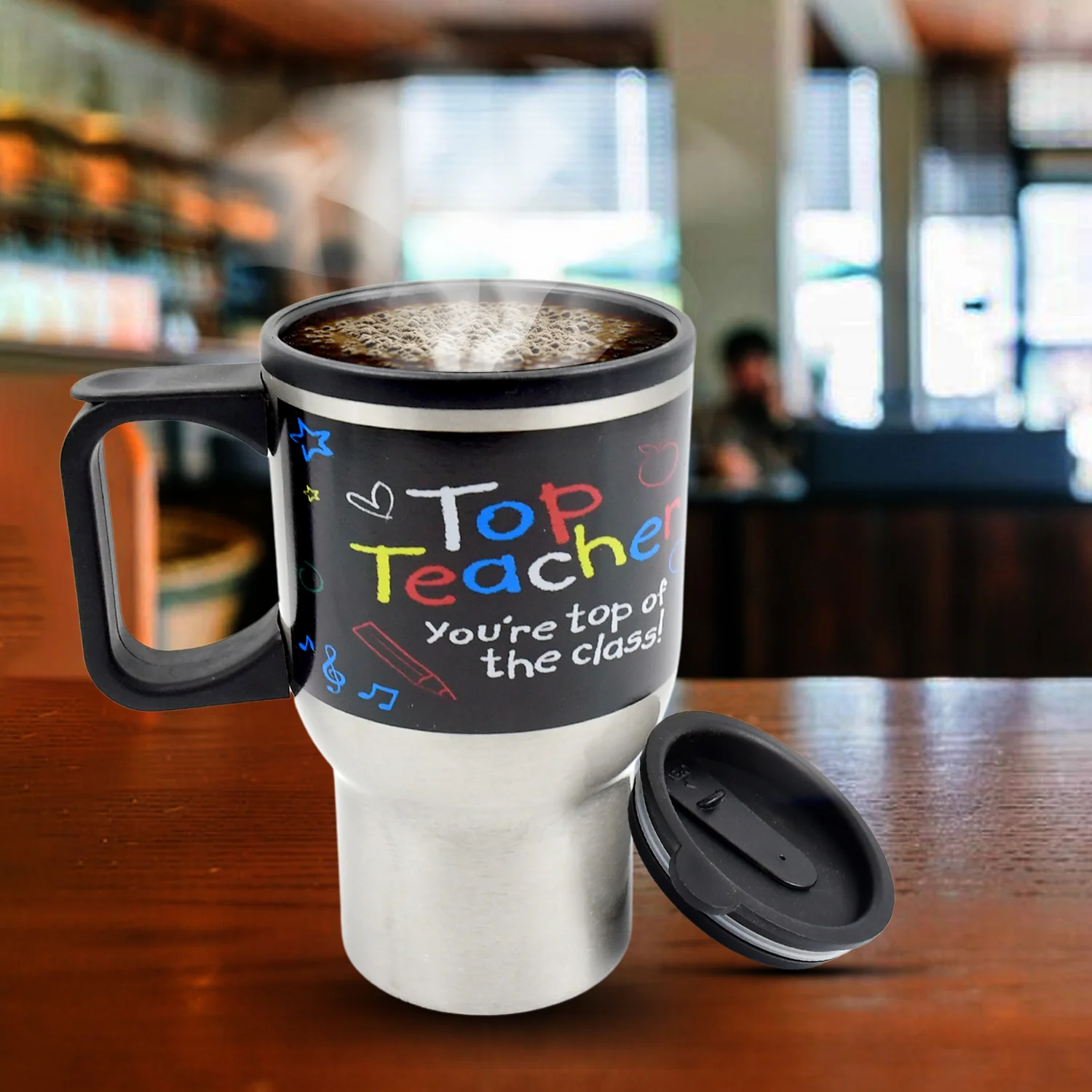 Stainless Steel Insulated Travel Mug - Double-Walled Vacuum Cup Lid & Handle, Tumbler - Image 3
