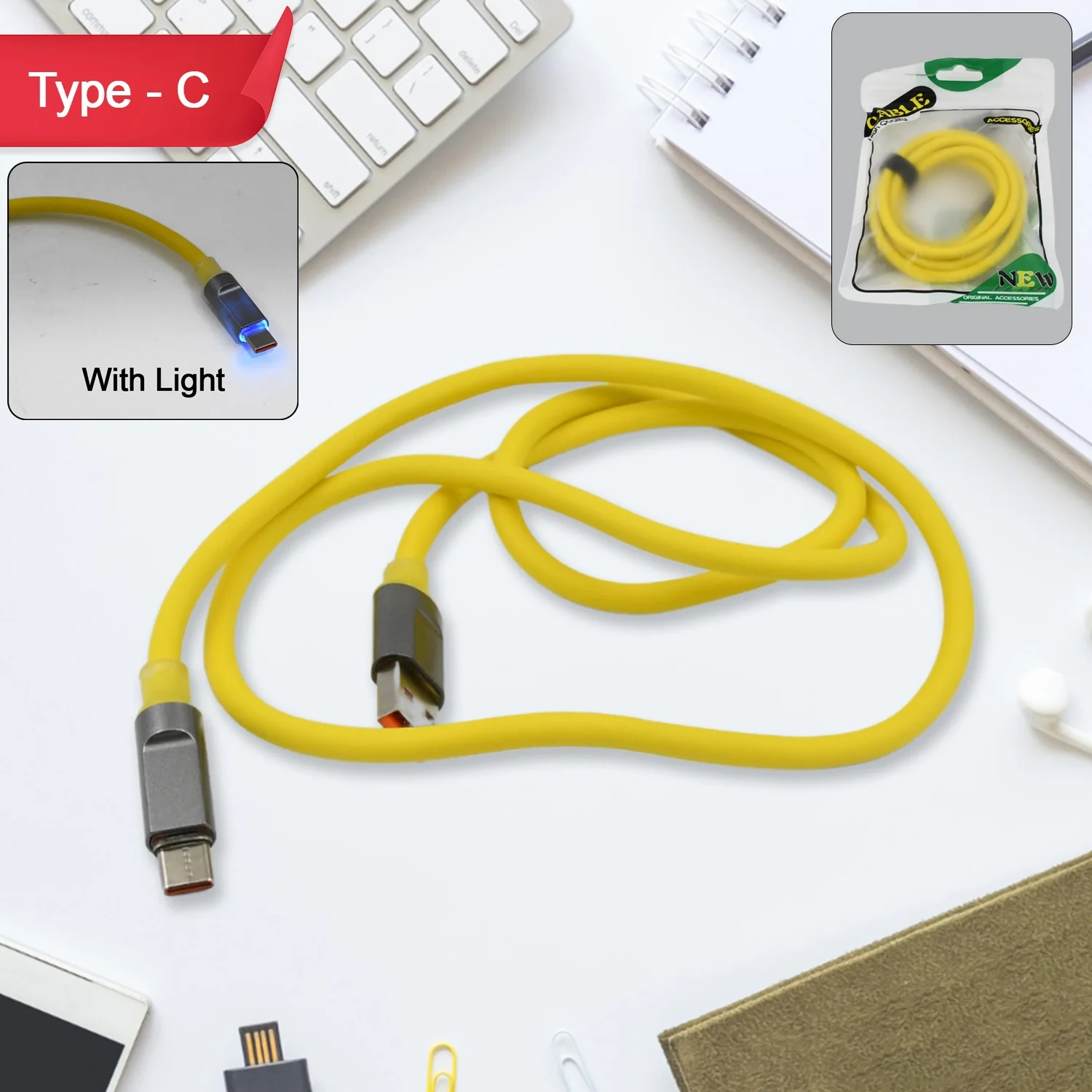 Type C data cable Fast Charging With Light (1 Mtr. / 1 Pc) - Image 7