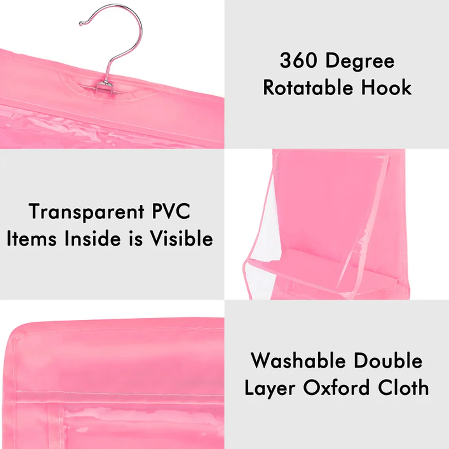 6 Pockets Hanging Purse Handbag Organizer Clear Hanging Shelf Bag (1 Pc) - Image 3