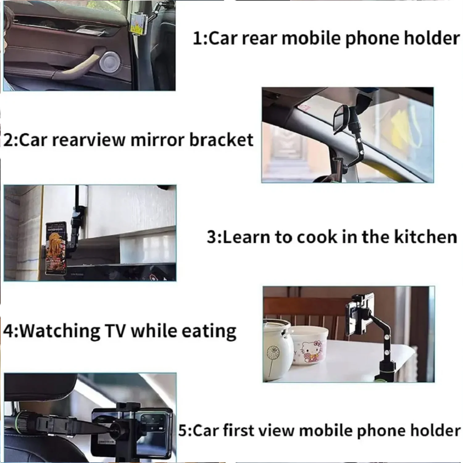 Multifunctional Car Rear View 360° Rotatable Mobile Holder - Image 5
