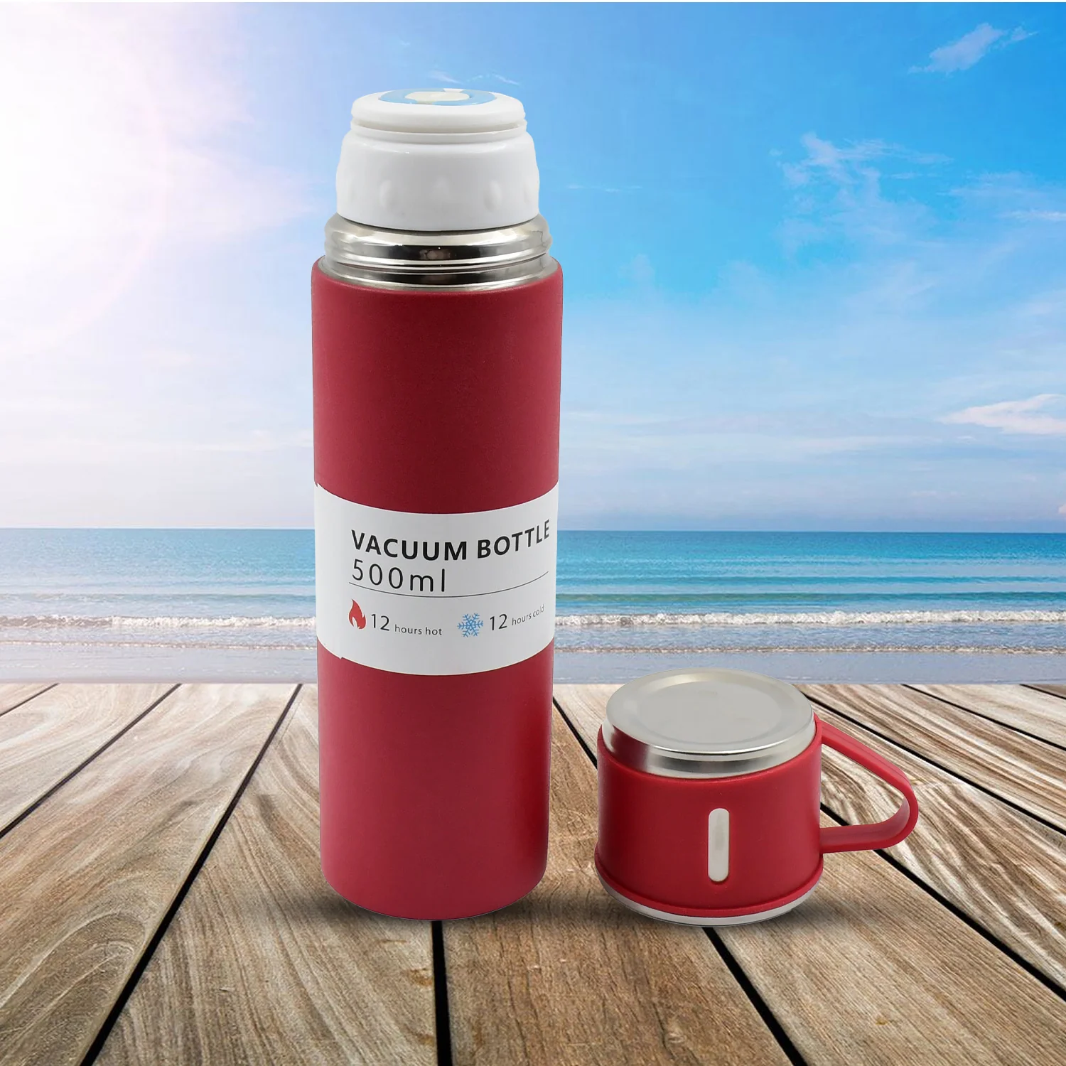 Stainless Steel Vacuum Insulated Water Bottle With Coffee / Tea Mug (500 ML) - Image 3