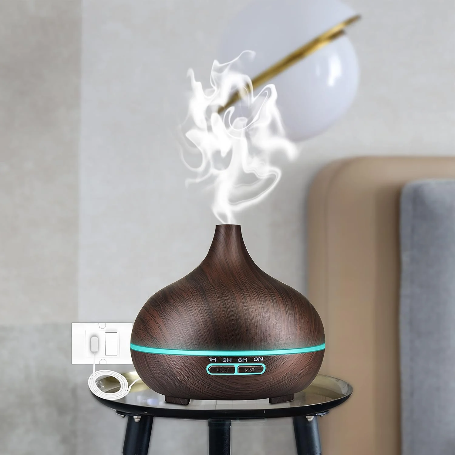 Aromatherapy Humidifier with 7 Colourful LED Light Change (500 ML Capacity) - Image 4
