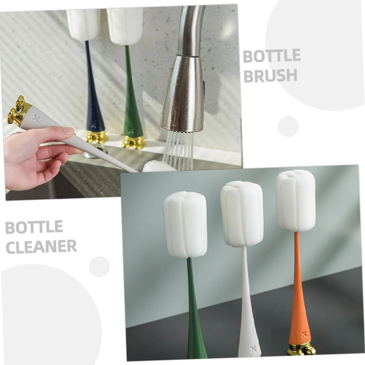 Multifunctional Silicone Bottle Cleaning Foam Brush with Plastic Long Handle (1 Pc) - Image 7