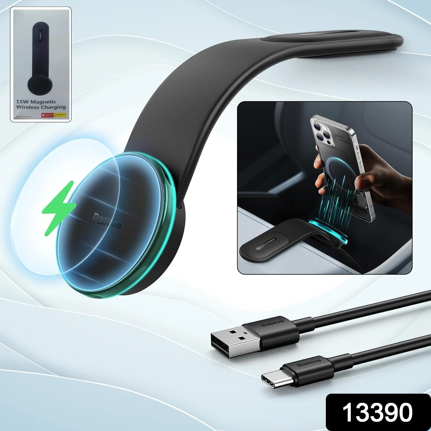 Car Mount Charger, 15W Wireless Car Charger Phone Holder (1 Set) - Image 2