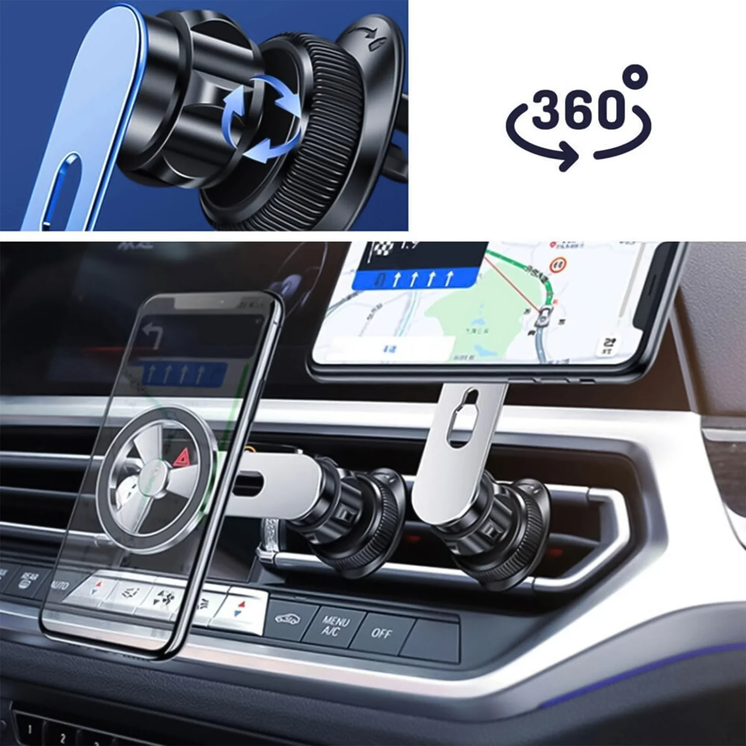 360° Rotatable & Foldable Air Vent Magnetic Phone Holder (1 Pc) - Image 4