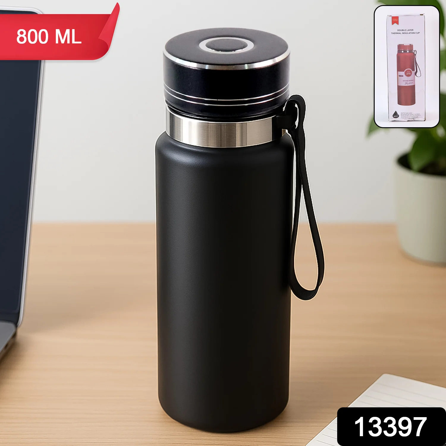 Double Stainless Steel Wall Flask Vacuum Insulated Water Bottle (800 ML) - Image 2
