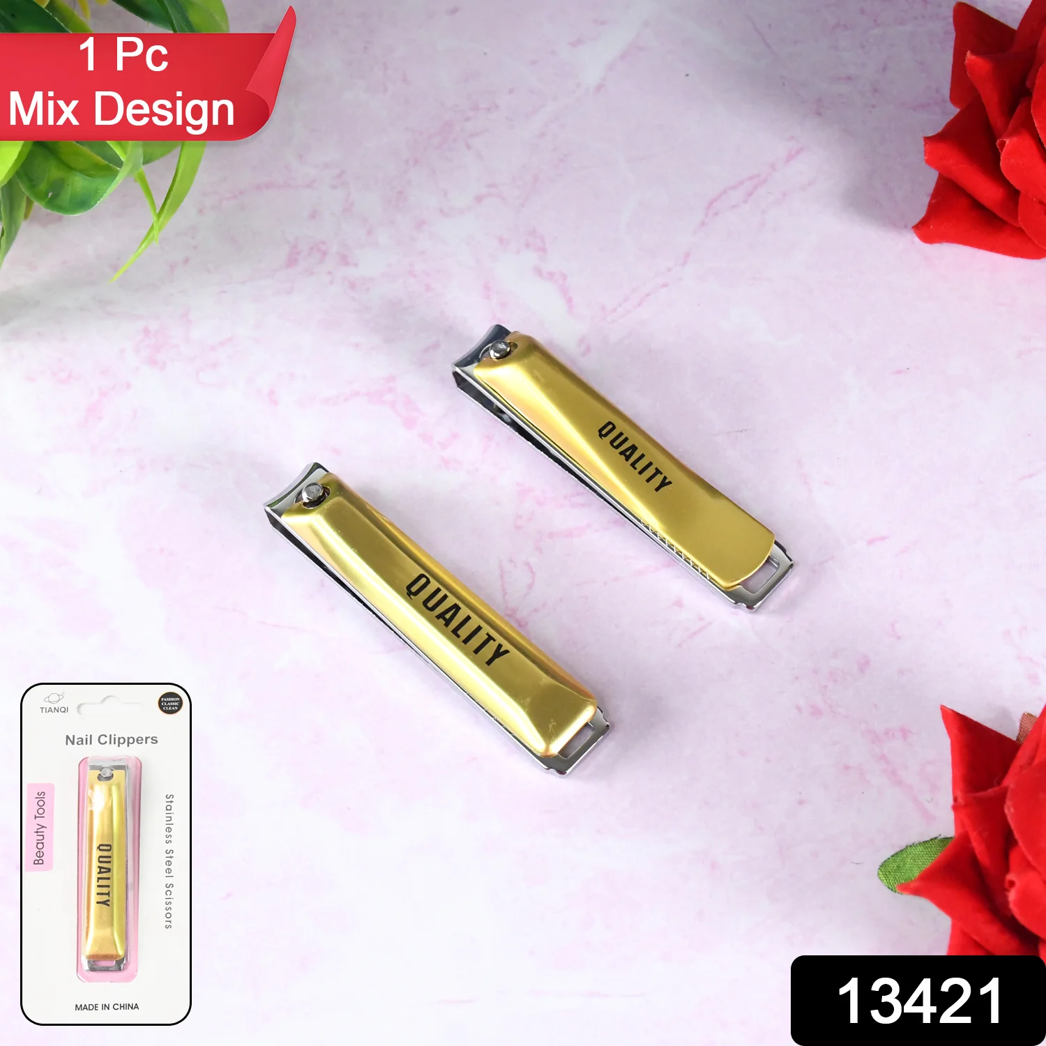 Stainless Steel Folding Portable Large Nail Clippers with Nail File (1 Pc / Mix Design) - Image 2