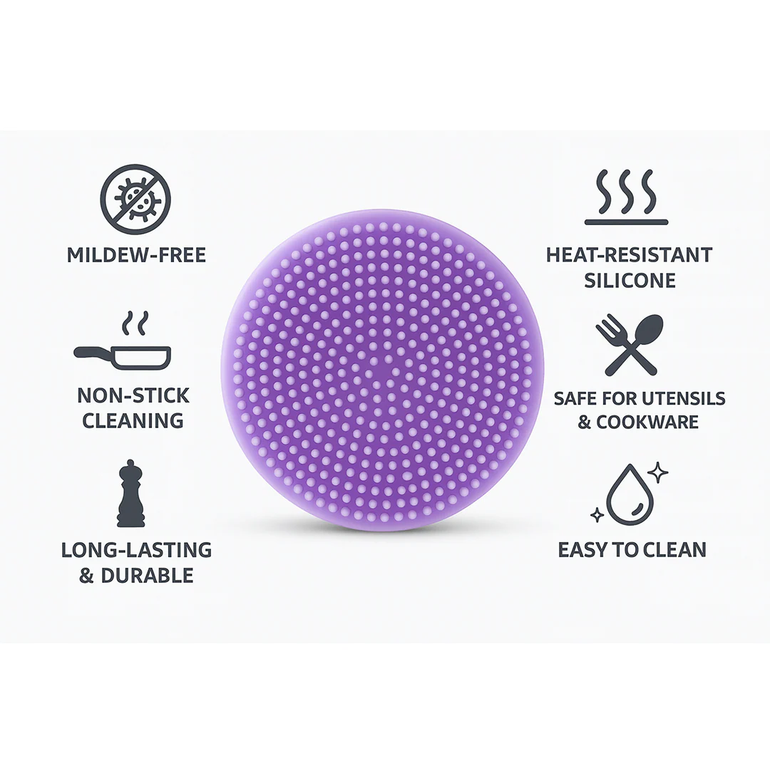 Silicone Dish Scrubber Sponge Mildew Free, Non Stick, Heat Resistant - Image 4