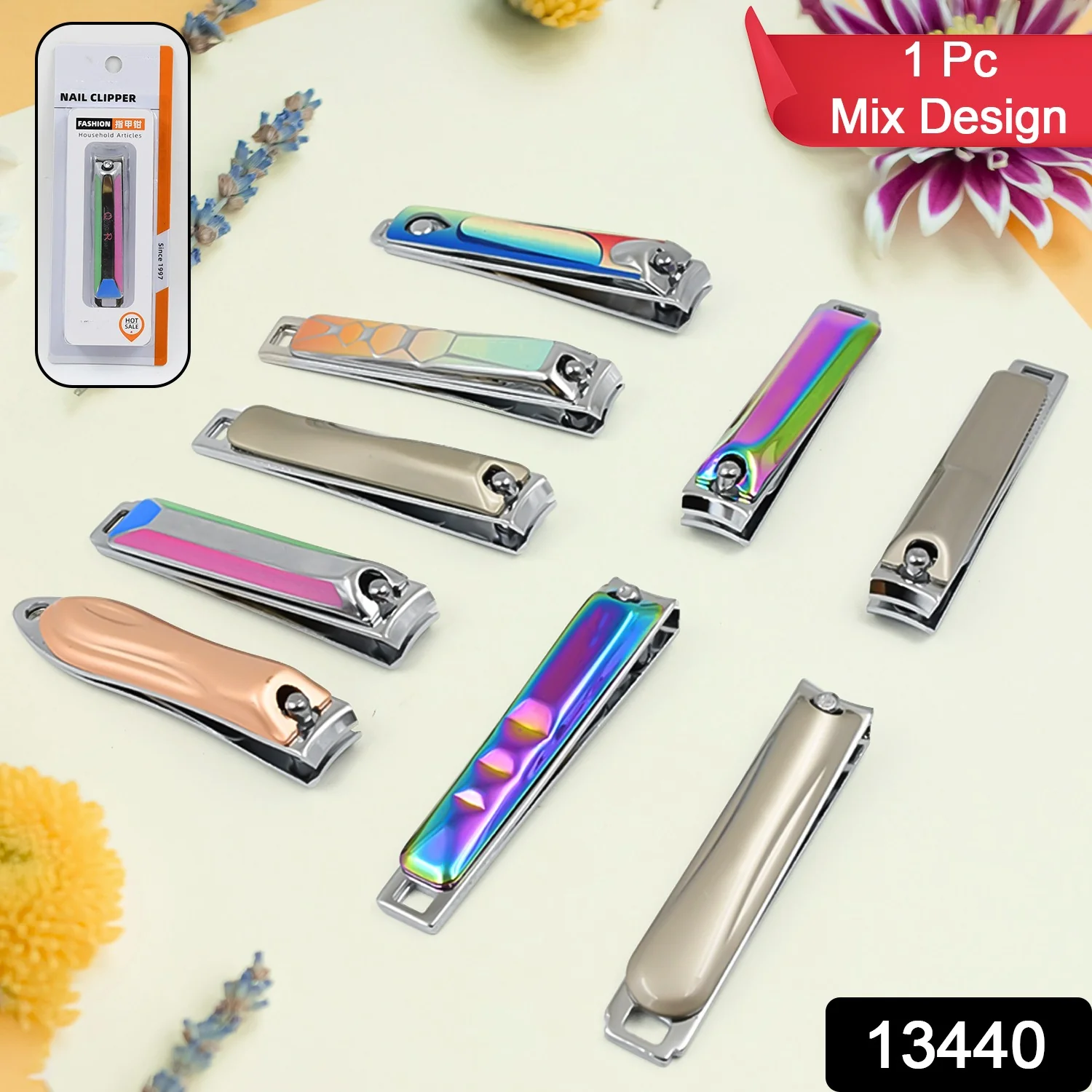 Stainless Steel Folding Portable Large Nail Clippers with Nail File (1 Pc / Mix Design) - Image 2