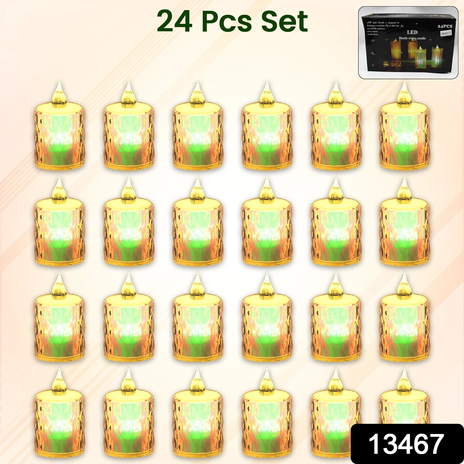 24 Pc Flameless and Smokeless Decorative Melting Candles LED Tea Light Candle Flickering Electronic Candle, Diwali - Image 2