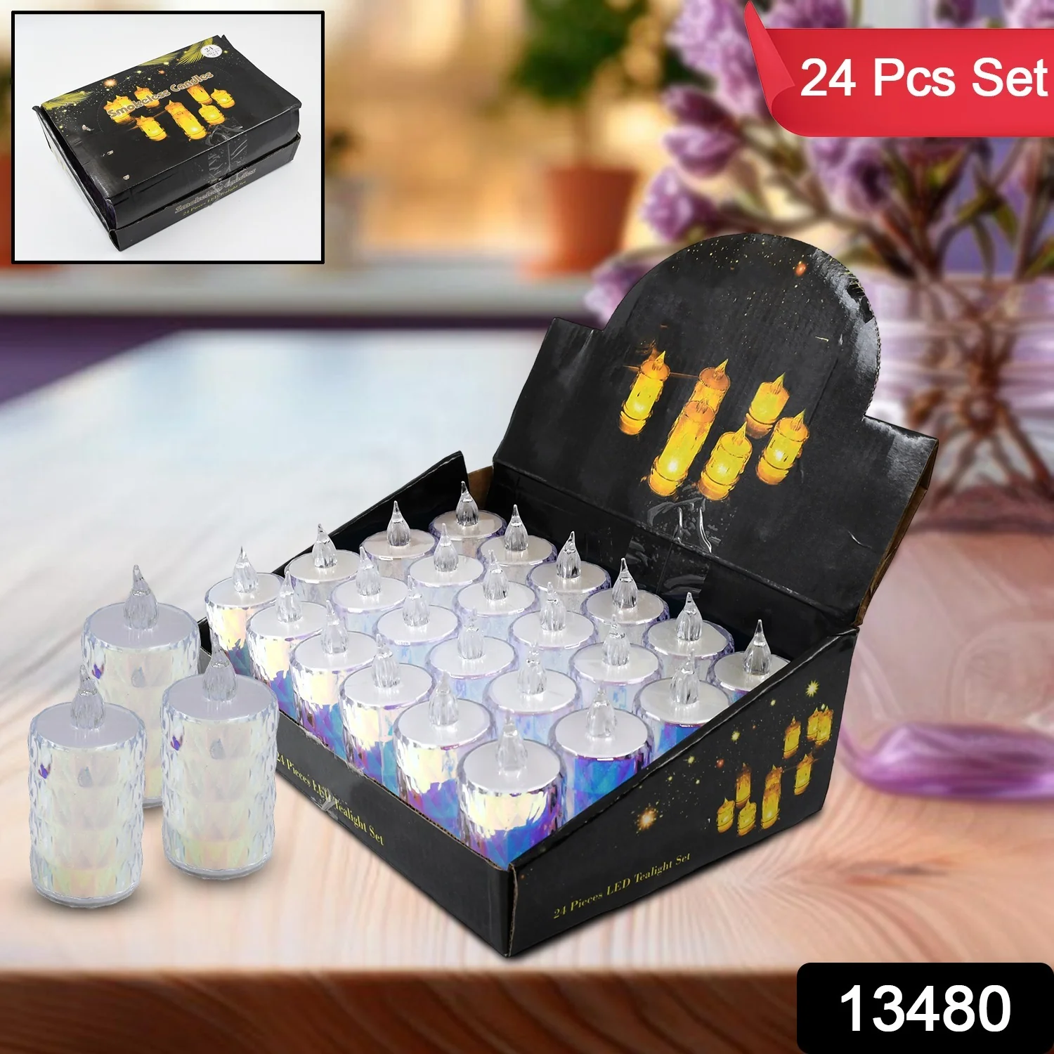 24 Pc Flameless and Smokeless Decorative Melting Candles LED Tea Light, Diwali - Image 2
