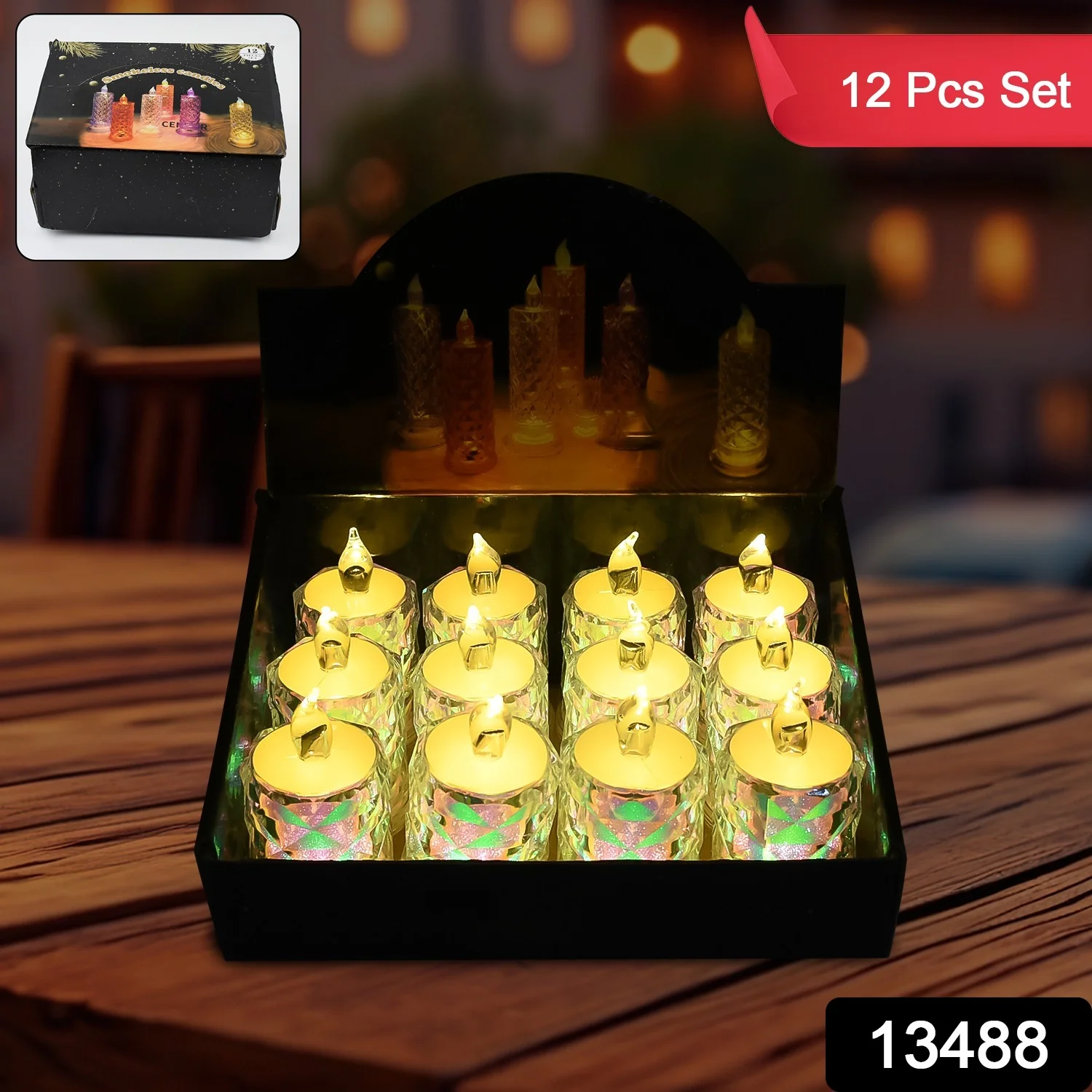 Festive Lighting for Any Occasion: 12 Pack LED Tealight Candles, Diwali - Image 2