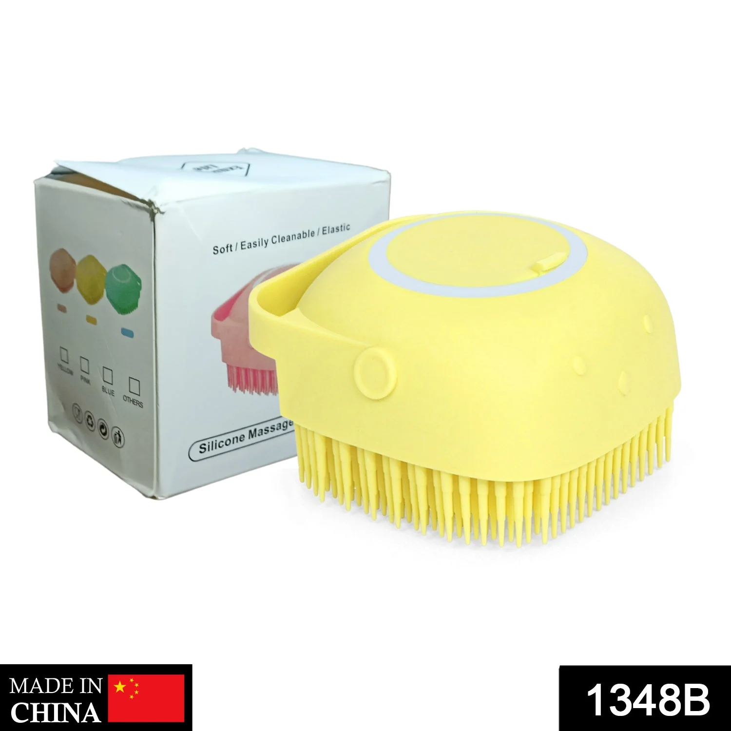 SILICONE MASSAGE BATH BODY BRUSH WITH SHAMPOO DISPENSER, SCRUBBER - Image 2