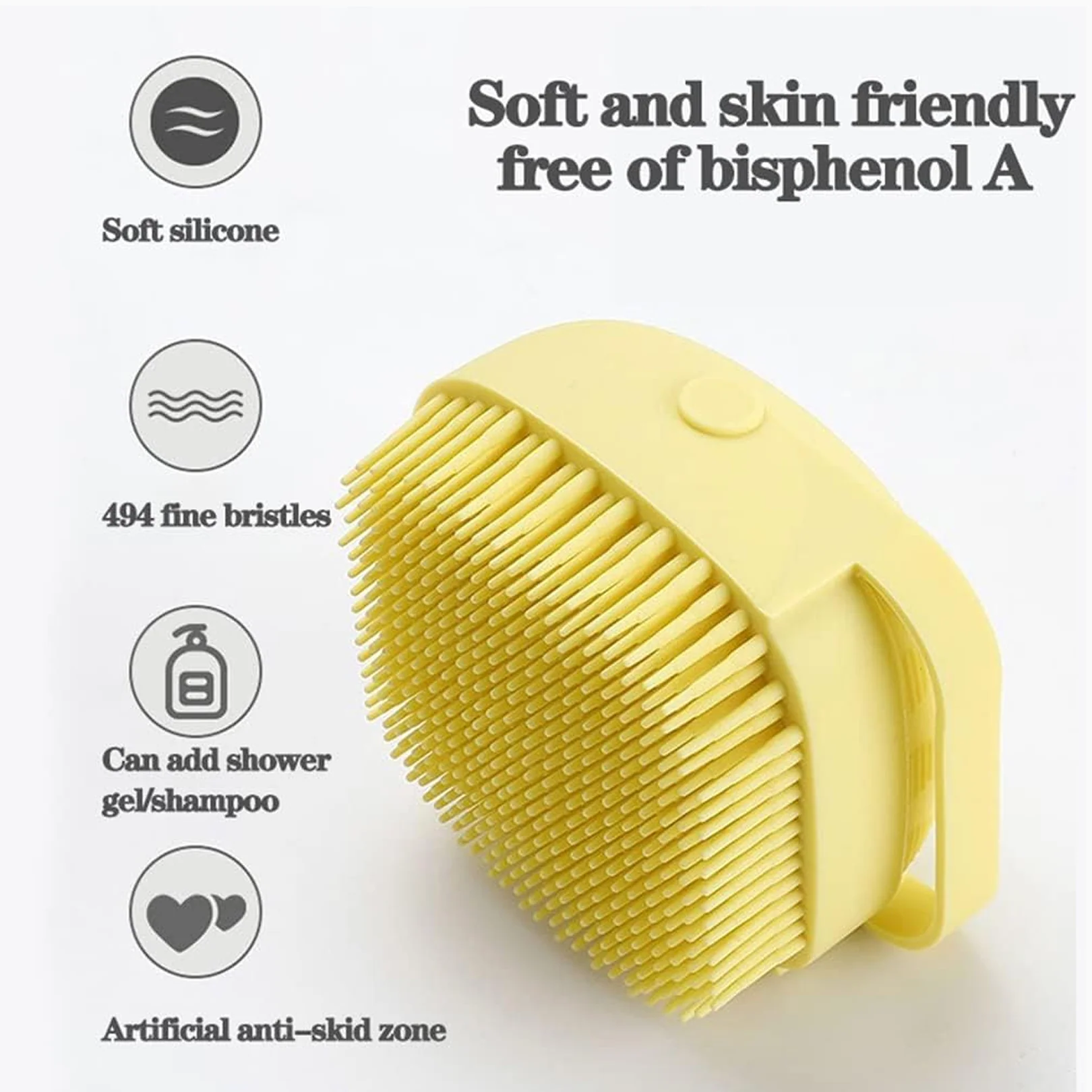 SILICONE MASSAGE BATH BODY BRUSH WITH SHAMPOO DISPENSER, SCRUBBER - Image 6