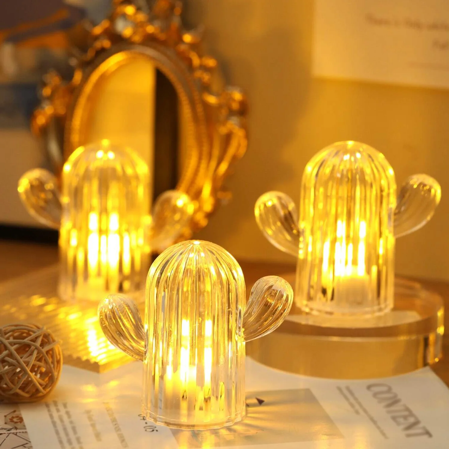 Cute Cactus LED Night Light (Cactus / 4 Pcs Set) - Image 3