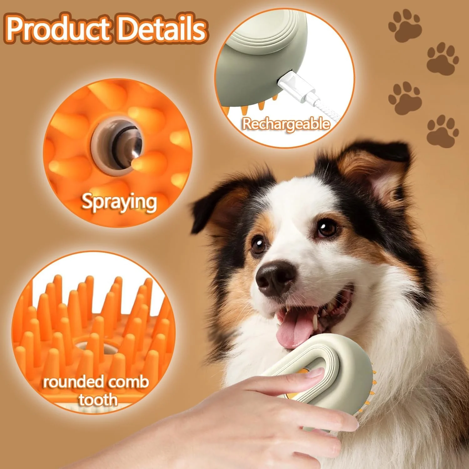 Electric Spray Handle Massage Brush, Hair Removal Brush Steam (1 Pc) - Image 8