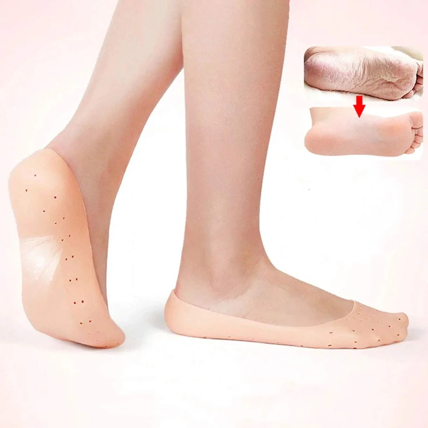 Anti-Crack Full Length Silicone Foot Protector Moisturizing Socks (1 Pair / Mix Size) - Image 4