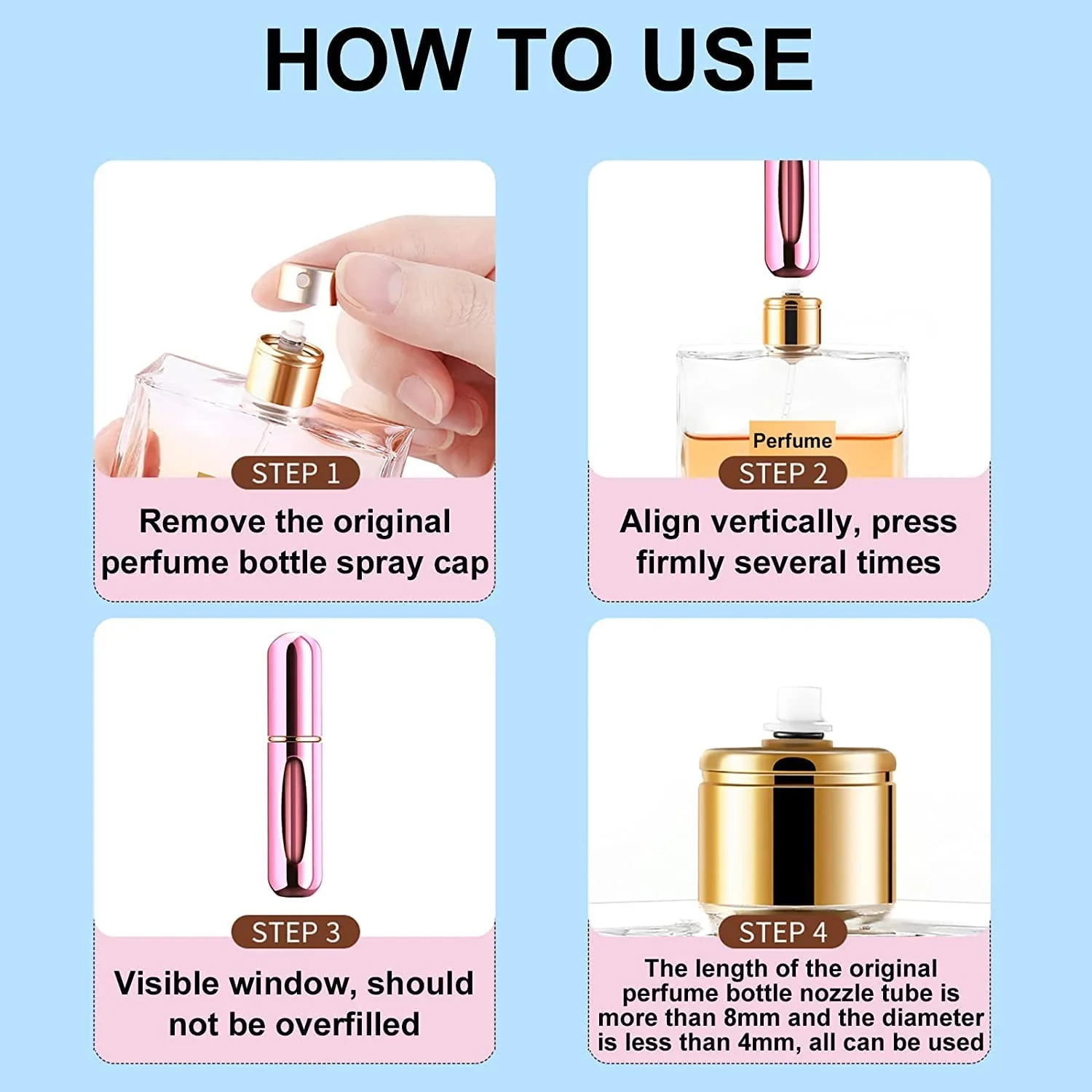 Mini Portable Perfume Empty Spray Bottle (1 Pc / Mix Color) - Image 3