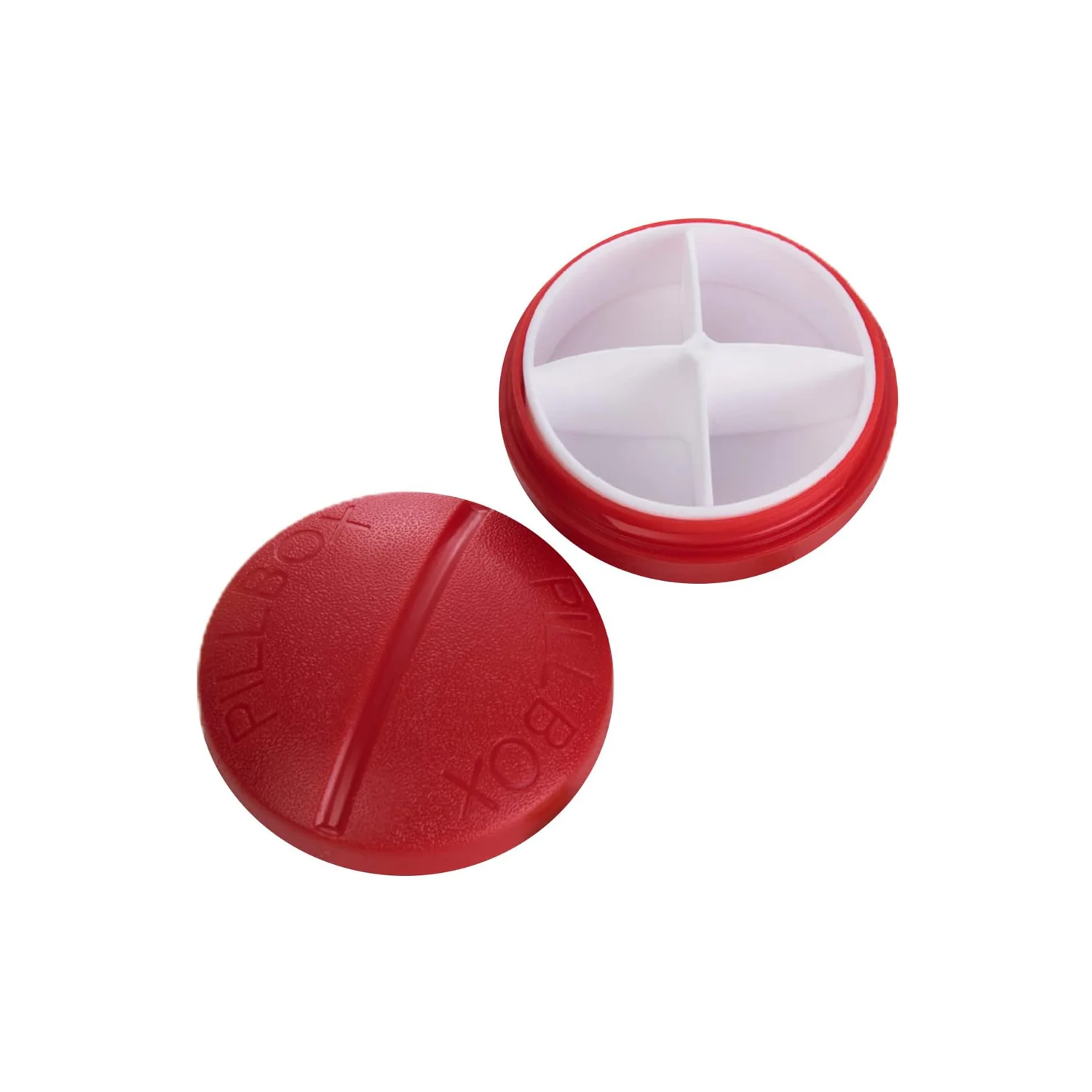 Portable Round Shape 4 Compartments Pill Box (1 Pc) - Image 5