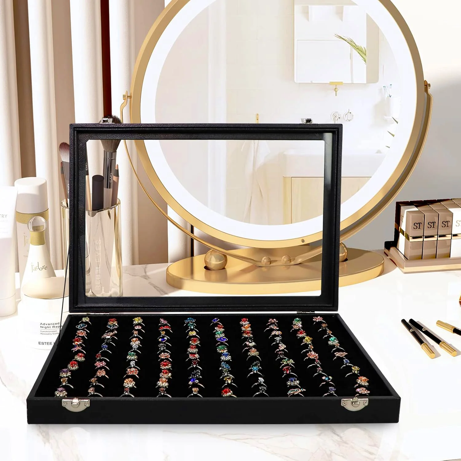 Ring Holder Organizer Box, Jewelry Ring Display Case (35x24 CM) - Image 4