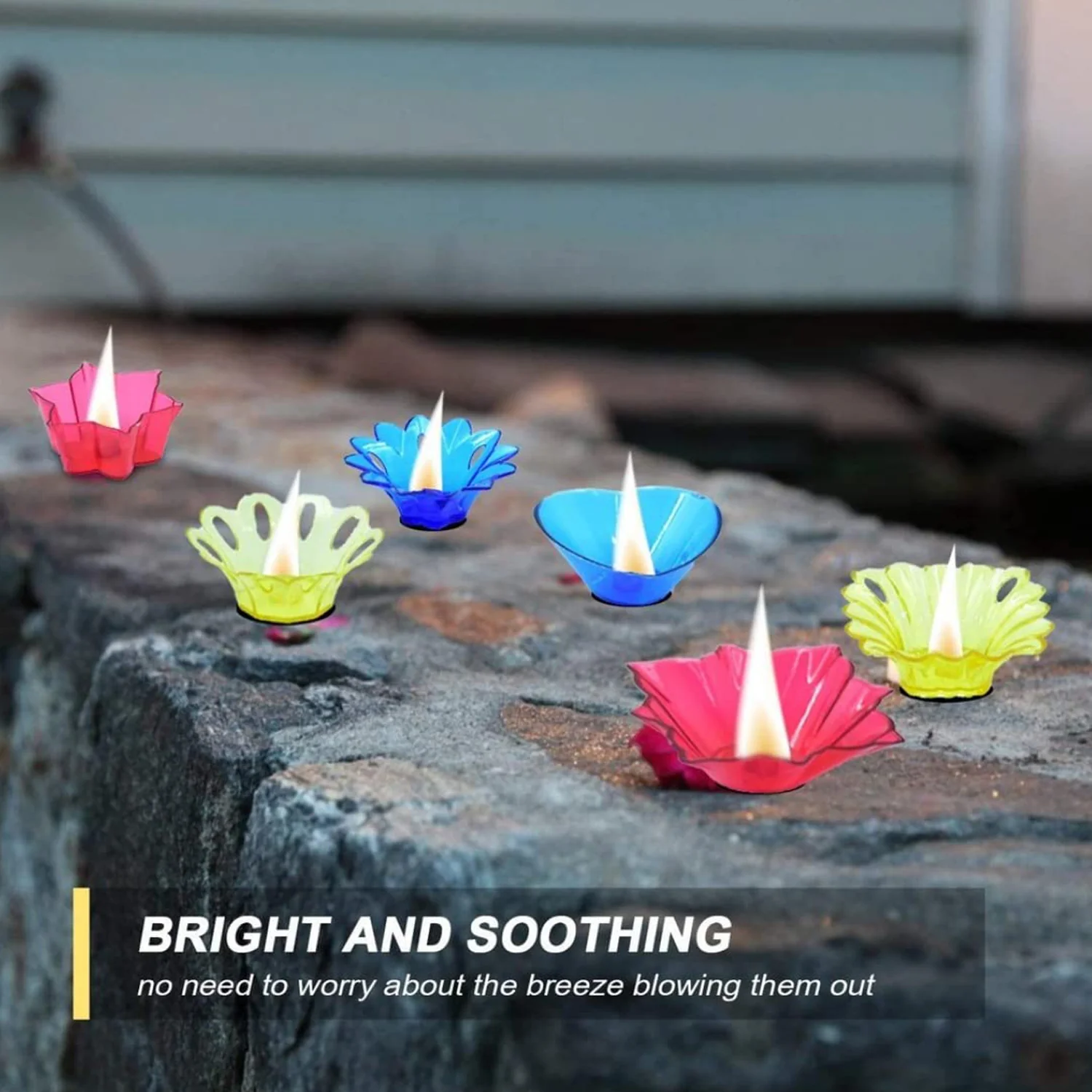 Colourful Reflection Diya Combo Plastic Candle Cup Multi Shape, Diwali (12 Pcs Set) - Image 7