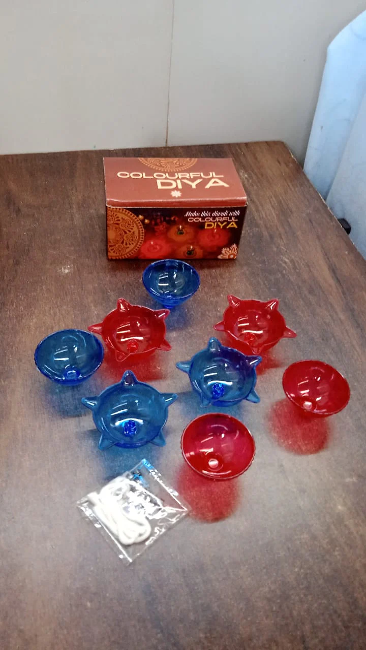 Colourful Reflection Diya Combo Plastic Candle Cup Multi Shape, Diwali (4 Pcs Set) - Image 8