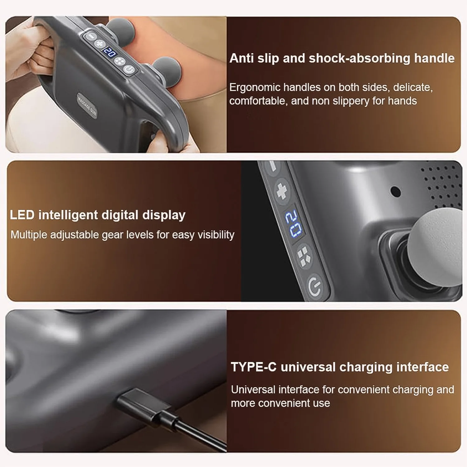 Handheld Full Body Massager 4-Head Massage Gun (1 Pc / Mix Color) - Image 4