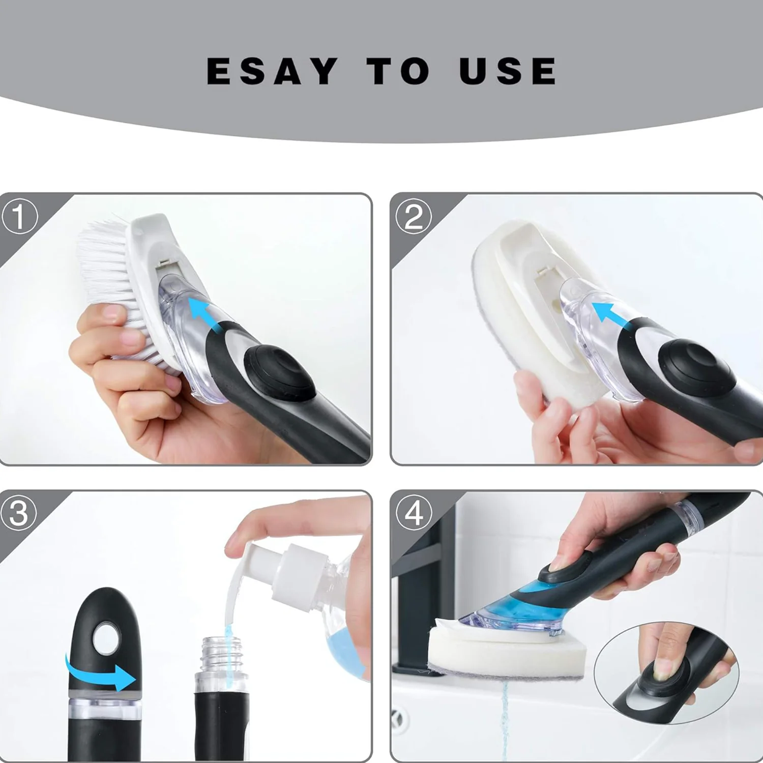 Dish Scrubber with Soap Dispenser, Soap Dispensing Dish Brush Set (1 Set) - Image 3