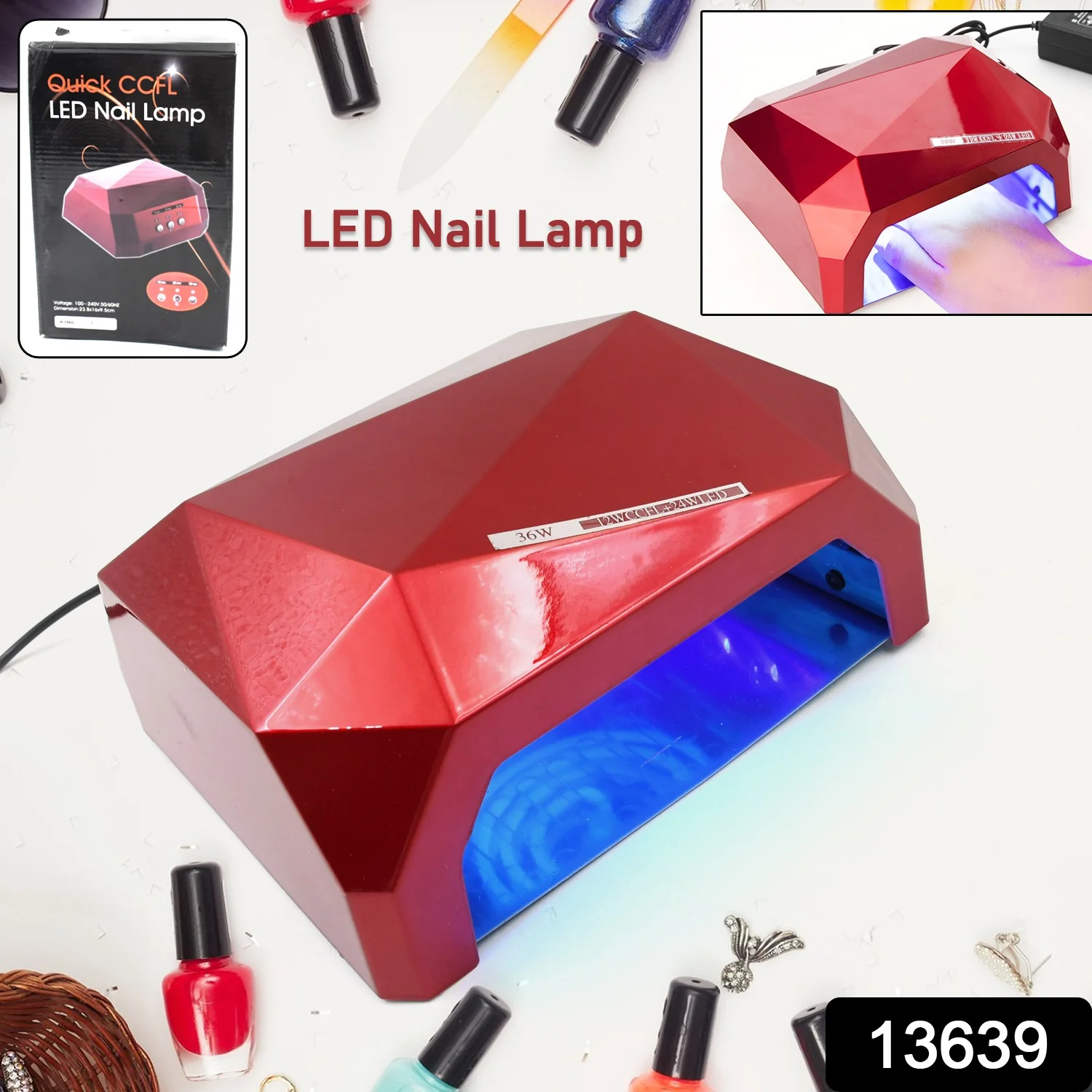 36W LED Nail Dryer, Curing Nail Polish UV Gel Diamond Shaped Nail Dryers (1 Pc) - Image 2