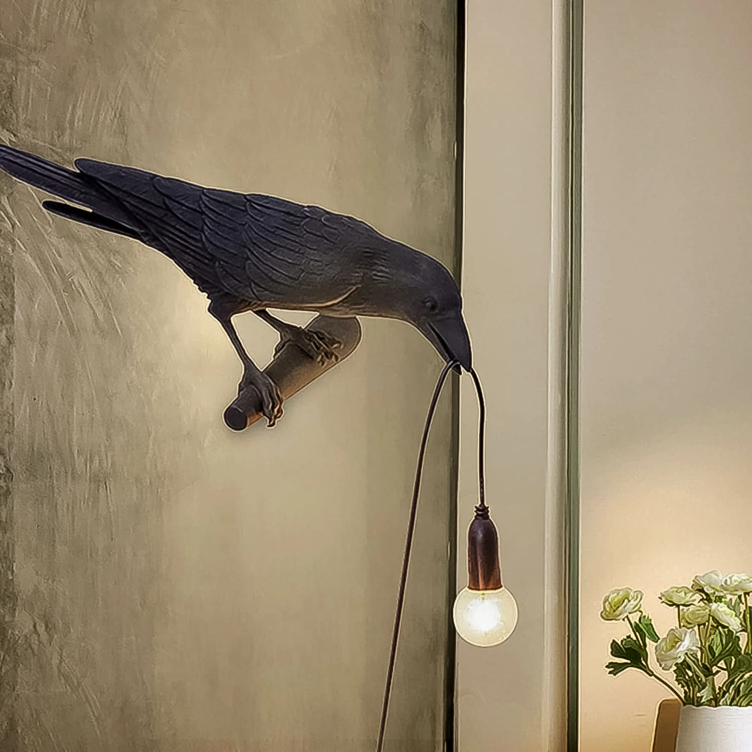 Crow Birds Table Lamps with Vintage Edison Bulb, Bird lamp (1 Set) - Image 3