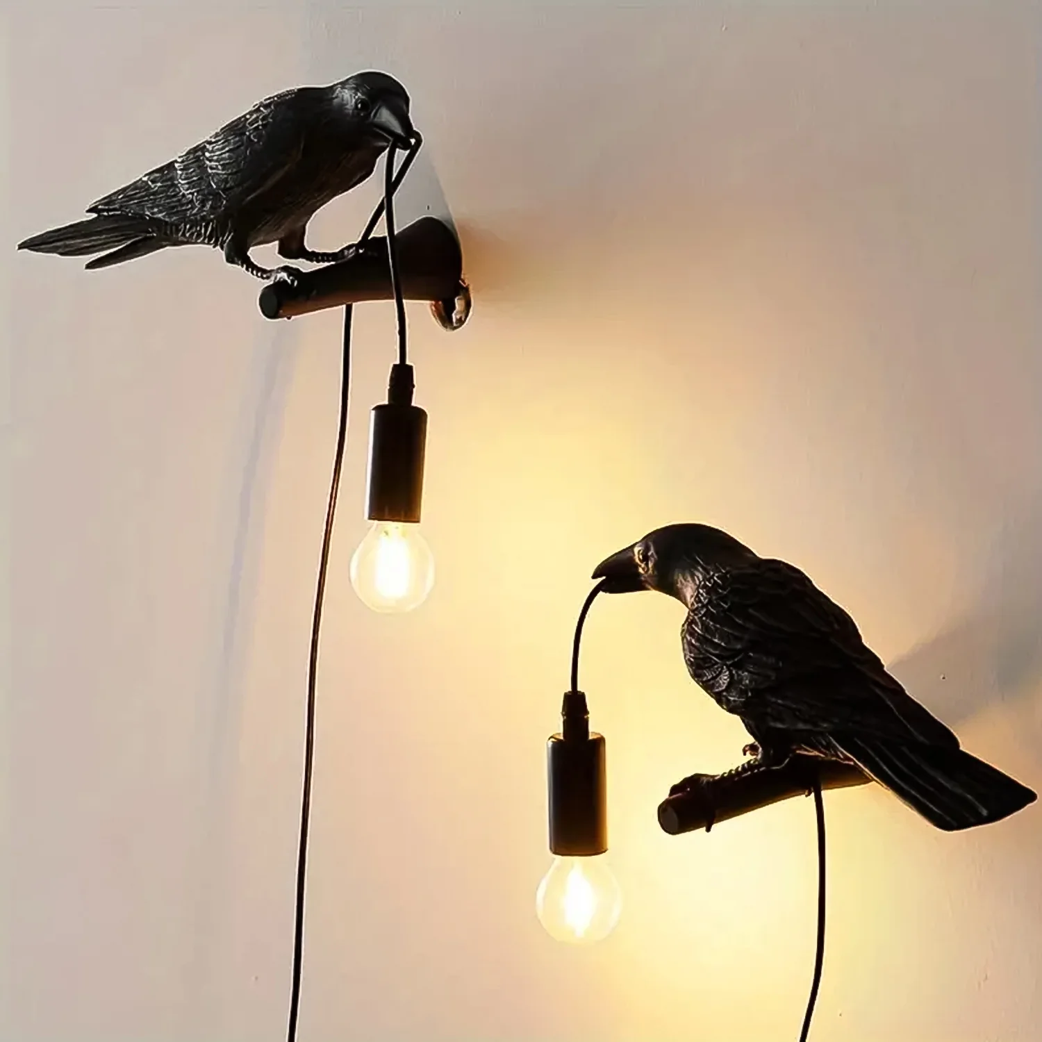 Crow Birds Table Lamps with Vintage Edison Bulb, Bird lamp (1 Set) - Image 7