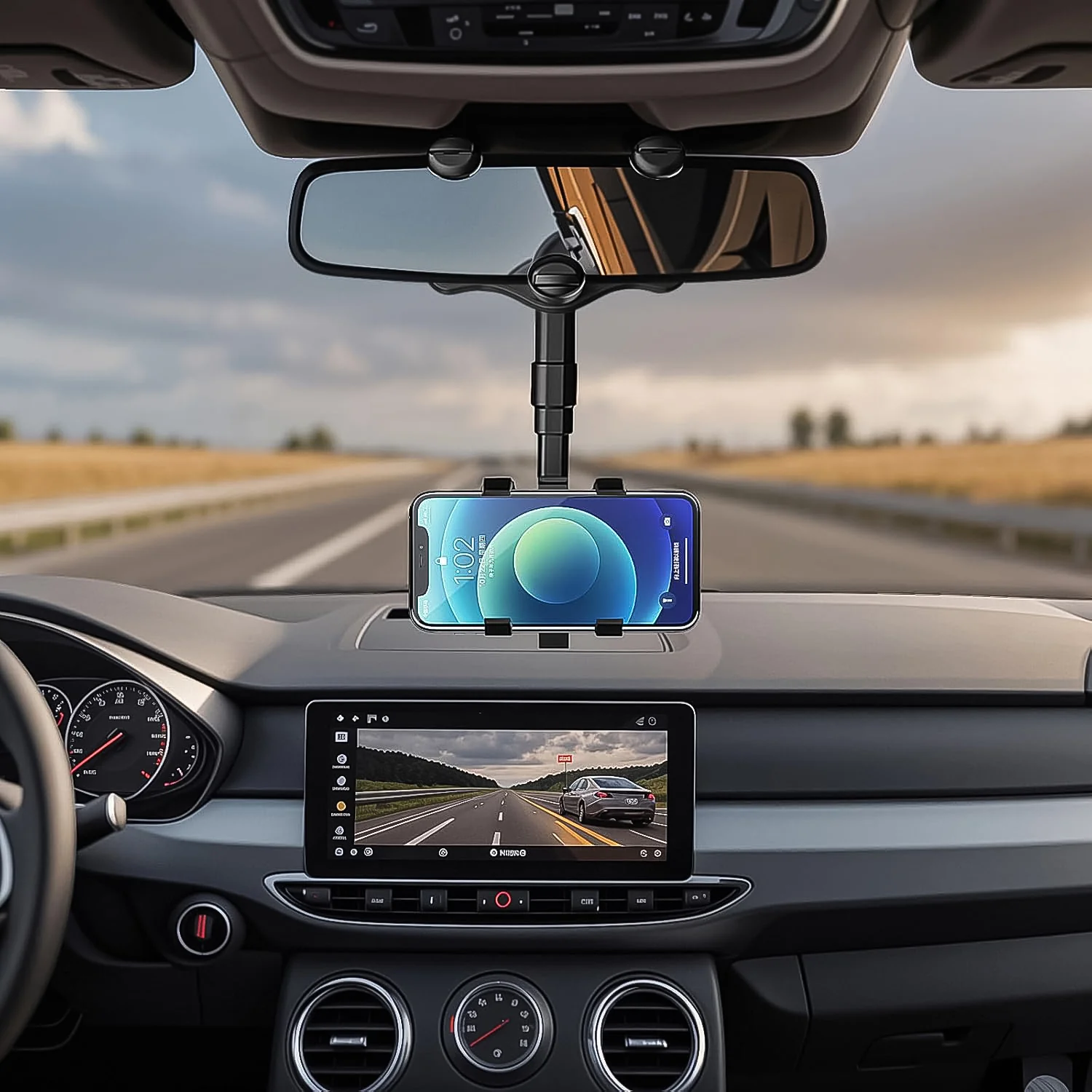 360 ° Rotating Car Rear View Mirror Phone Holder (1 Pc) - Image 3