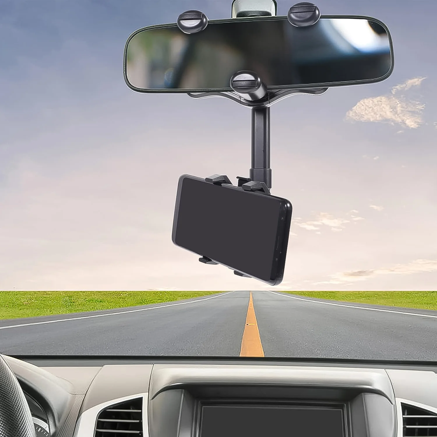 360 ° Rotating Car Rear View Mirror Phone Holder (1 Pc) - Image 5