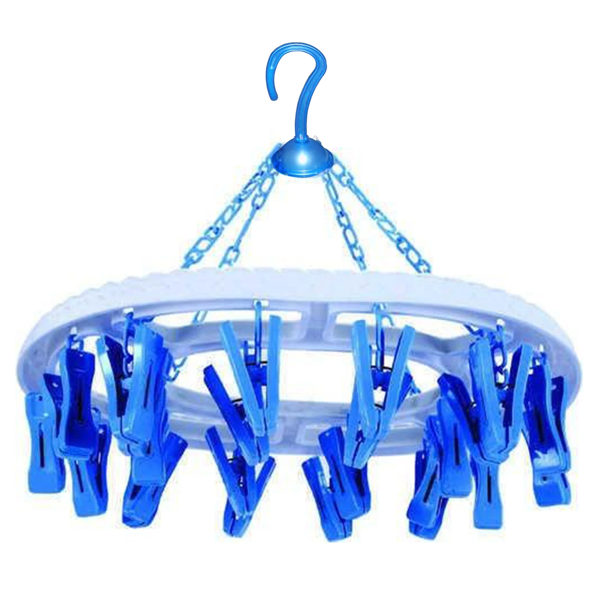 Plastic Round Cloth Drying Stand Hanger with 18 Clips (Multicolour) - Image 7