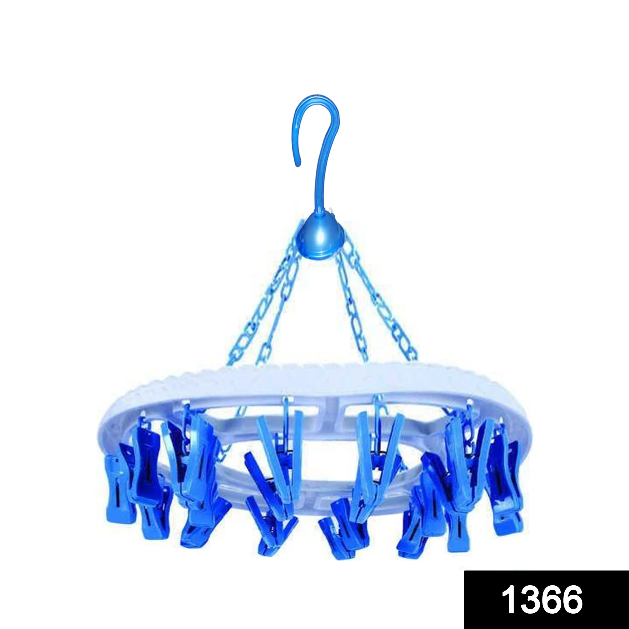 Plastic Round Cloth Drying Stand Hanger with 18 Clips (Multicolour) - Image 8