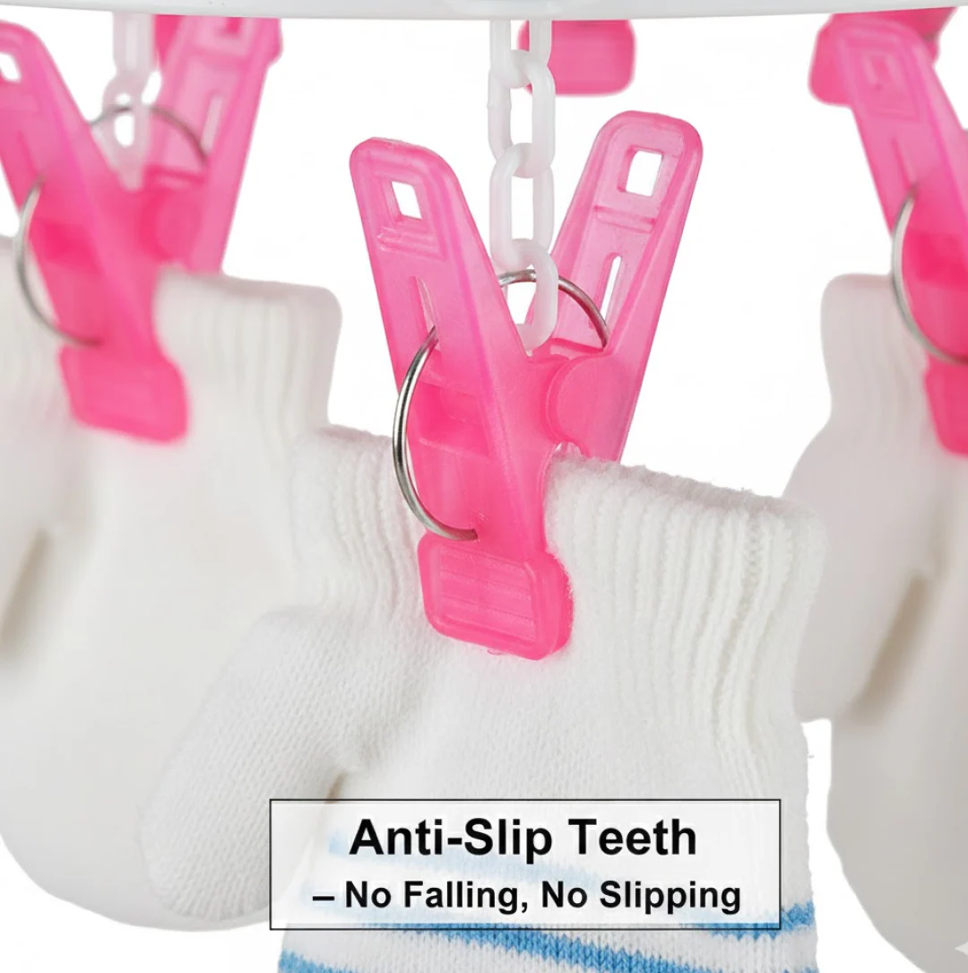 Plastic Round Cloth Drying Stand Hanger with 24 Clips (Multicolour) - Image 4