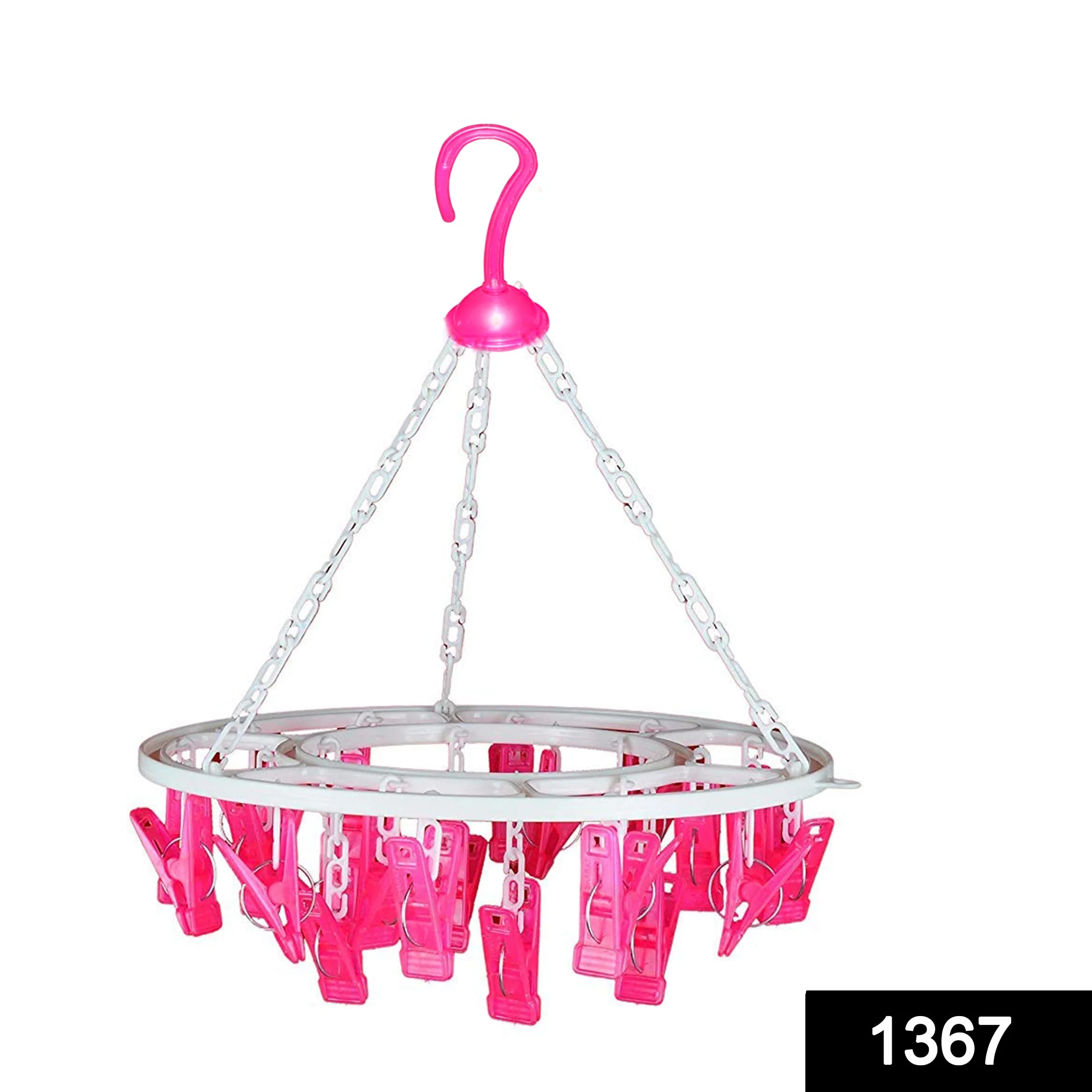 Plastic Round Cloth Drying Stand Hanger with 24 Clips (Multicolour) - Image 8