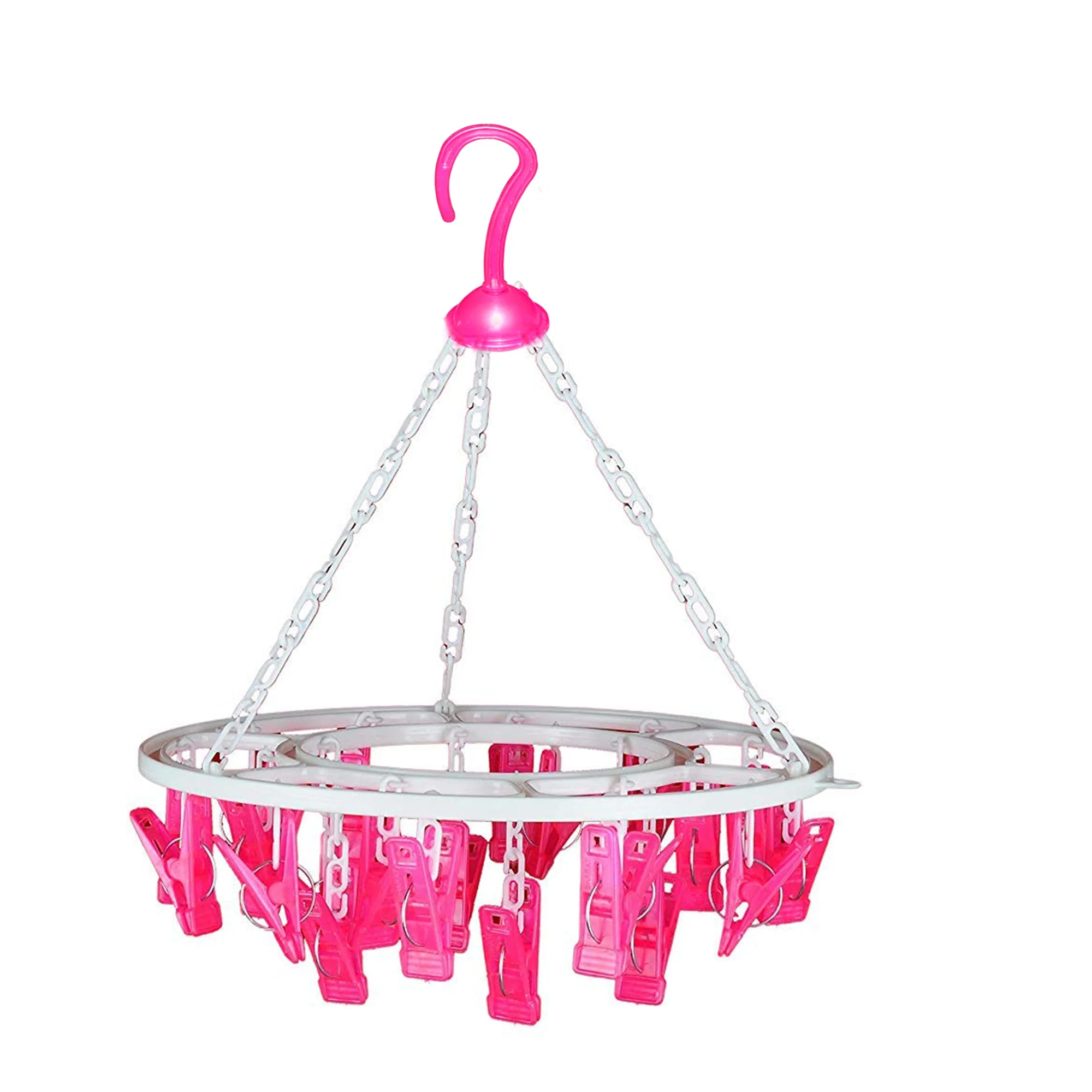 Plastic Round Cloth Drying Stand Hanger with 24 Clips (Multicolour) - Image 9