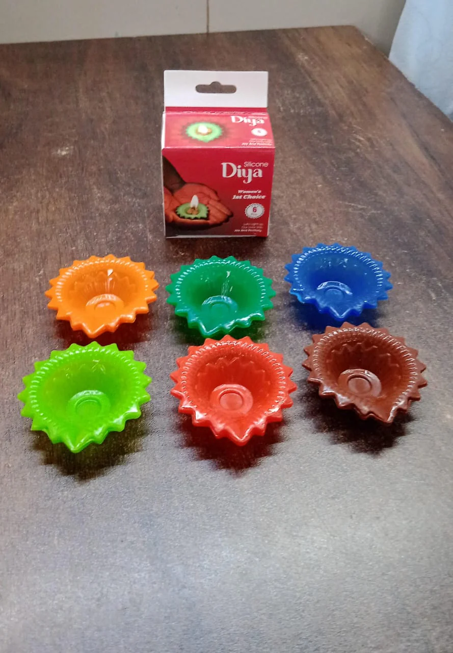 Silicone Diya for Diwali Attractive Design Colourful Diya Combo, Diwali (6 Pcs Set) - Image 9