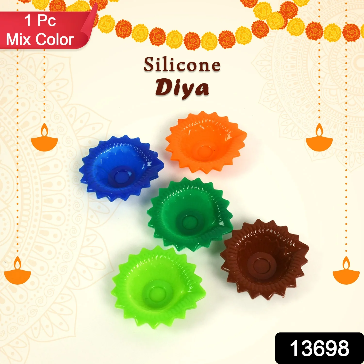 Silicone Diya Diwali Attractive Design Colourful Diya Combo, (Mix Design /1 Pc) - Image 2