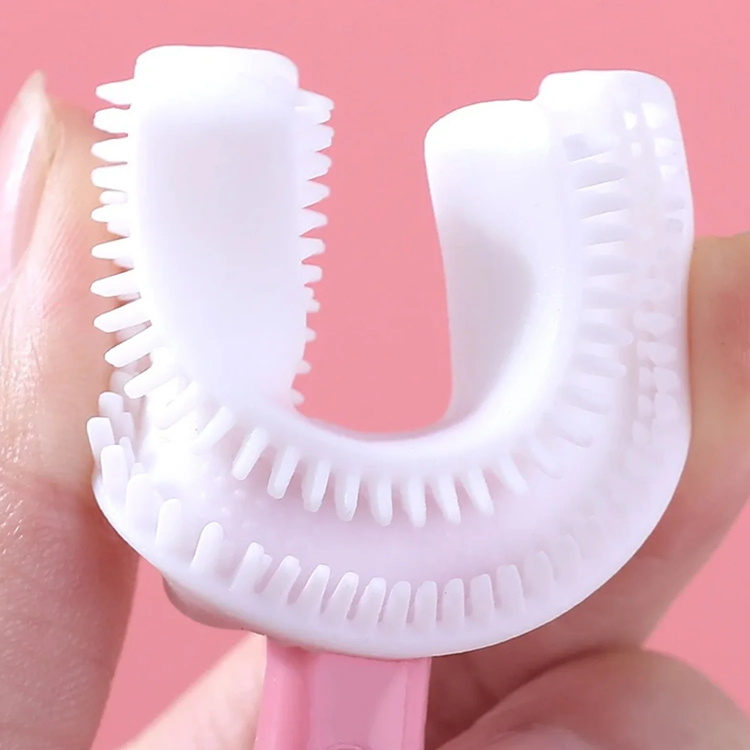 2 In1 U-Shape Silicone Manual Toothbrush & Tongue Scraper Cleaner Brush (1 Pc) - Image 4
