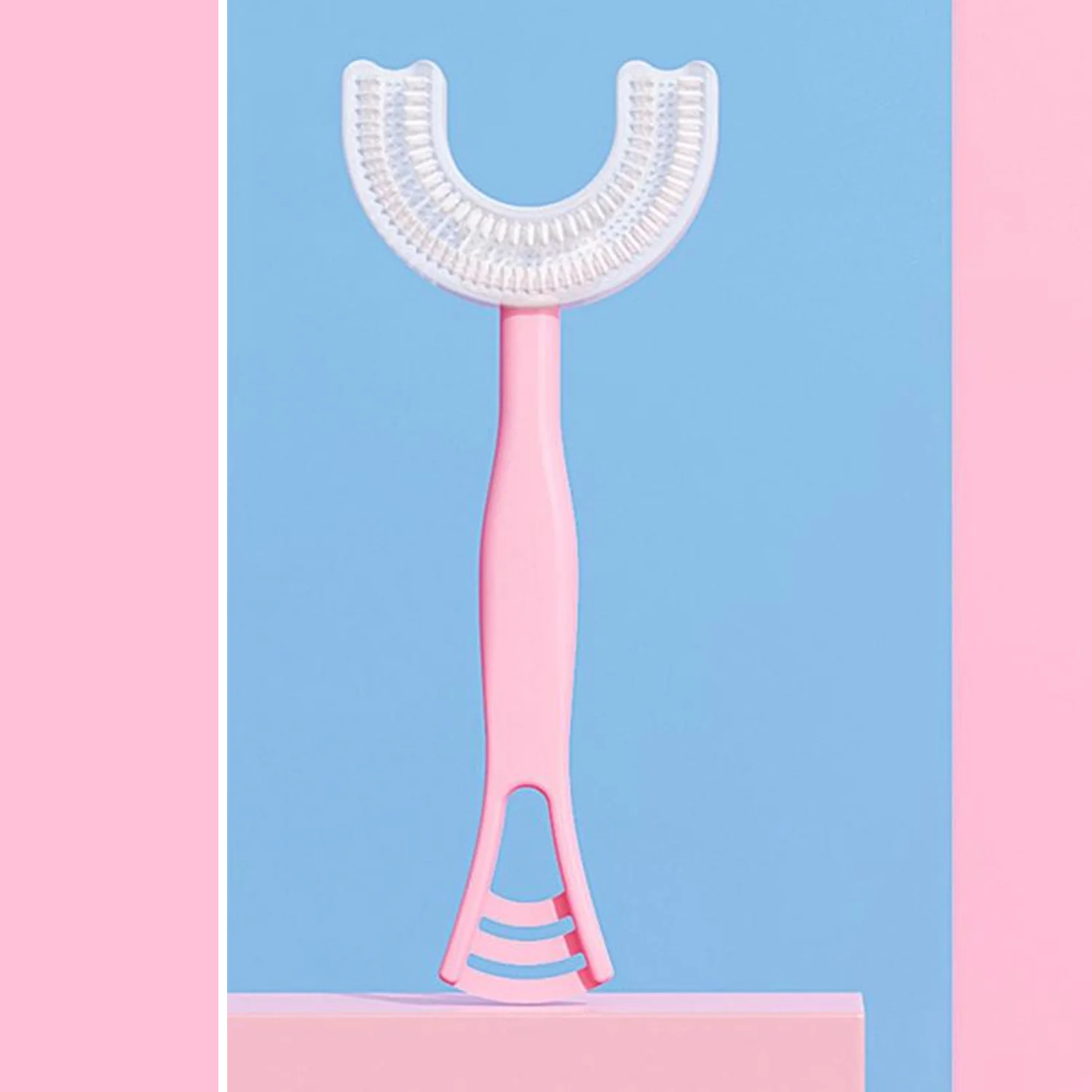 2 In1 U-Shape Silicone Manual Toothbrush & Tongue Scraper Cleaner Brush (1 Pc) - Image 6