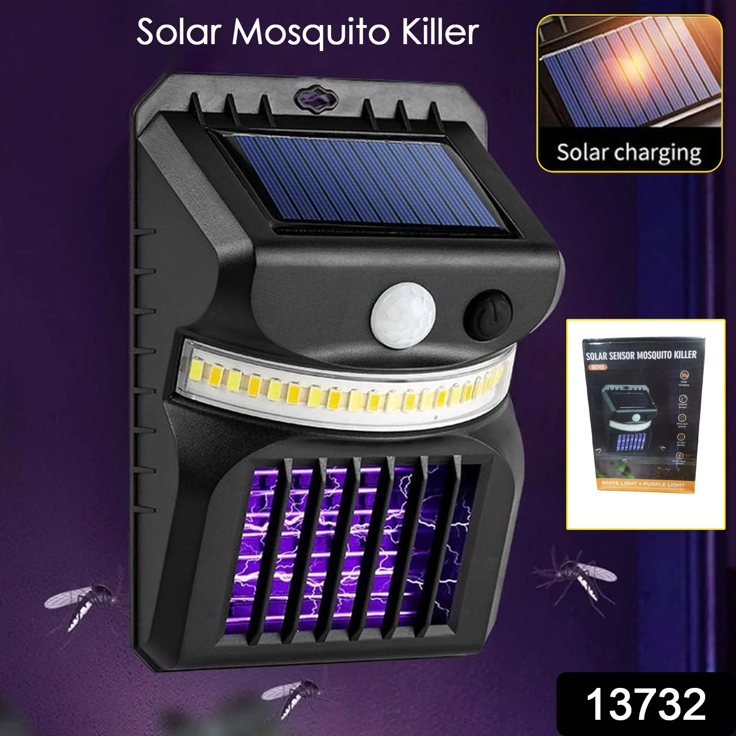 Bug Zapper Outdoor 2 in 1 Solar Mosquito Zapper Lamps (1 Pc) - Image 2