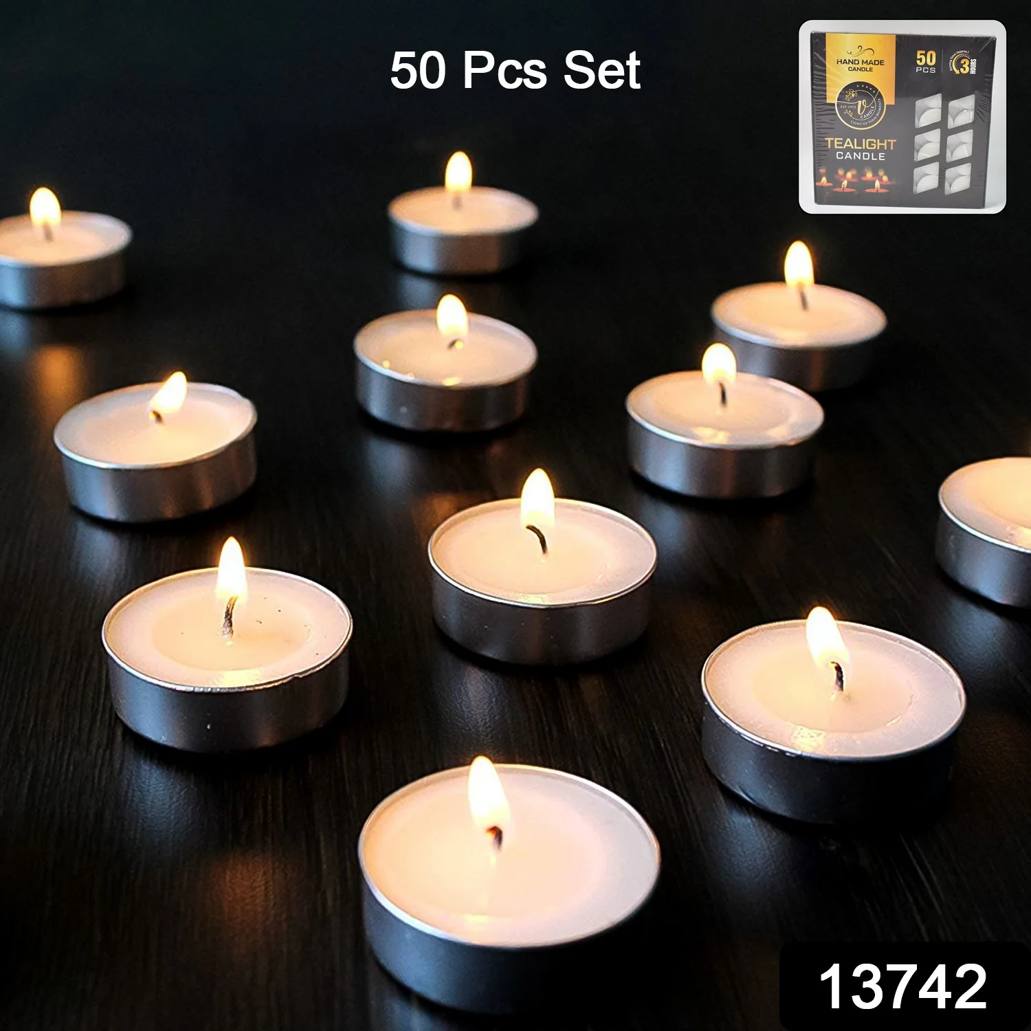 Tealight Candles Set, Smokeless Candles, Diwali (50 Pcs set) - Image 2