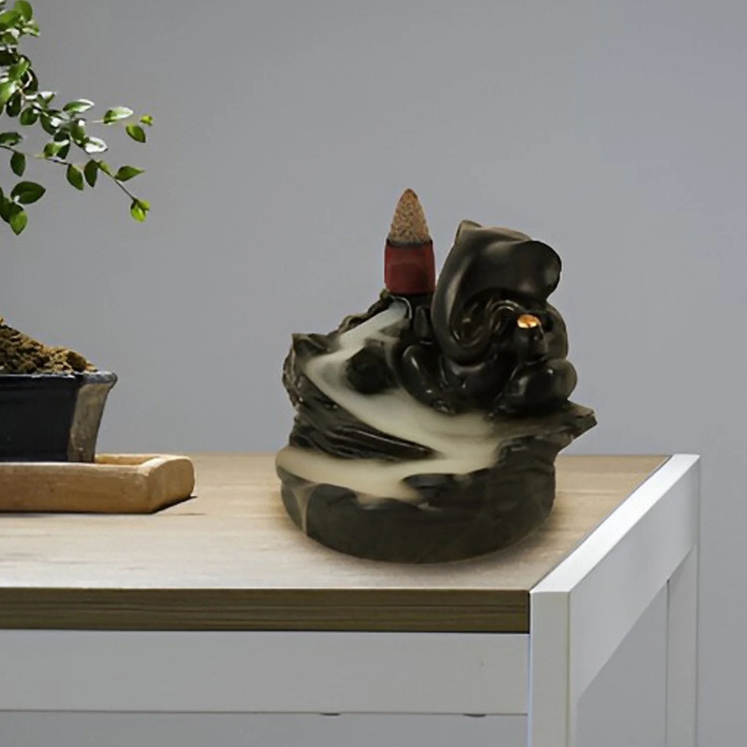 Smoke Fountain Ganesha Idol Decoration Items 8 Pc Backflow Incense Cones (1 pc) - Image 3